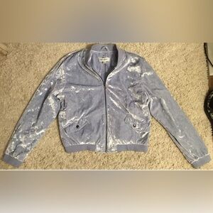 CLOUD CHASER periwinkle blue velvet velour long sleeve jacket Large L